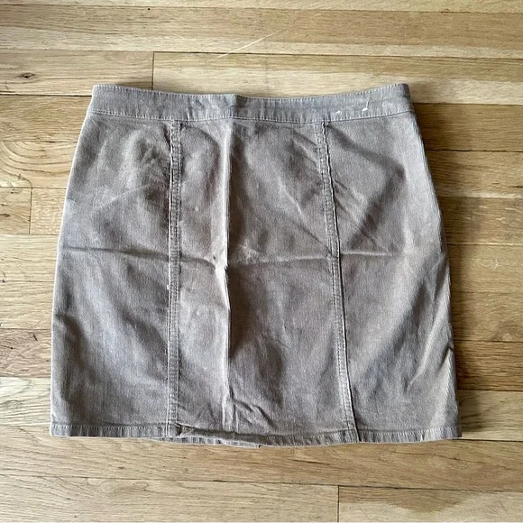 ✨ Blue Spice Taupe Corduroy‎ Mini Skirt Snap Front High Waist Size 9 ✨ - Picture 5 of 10